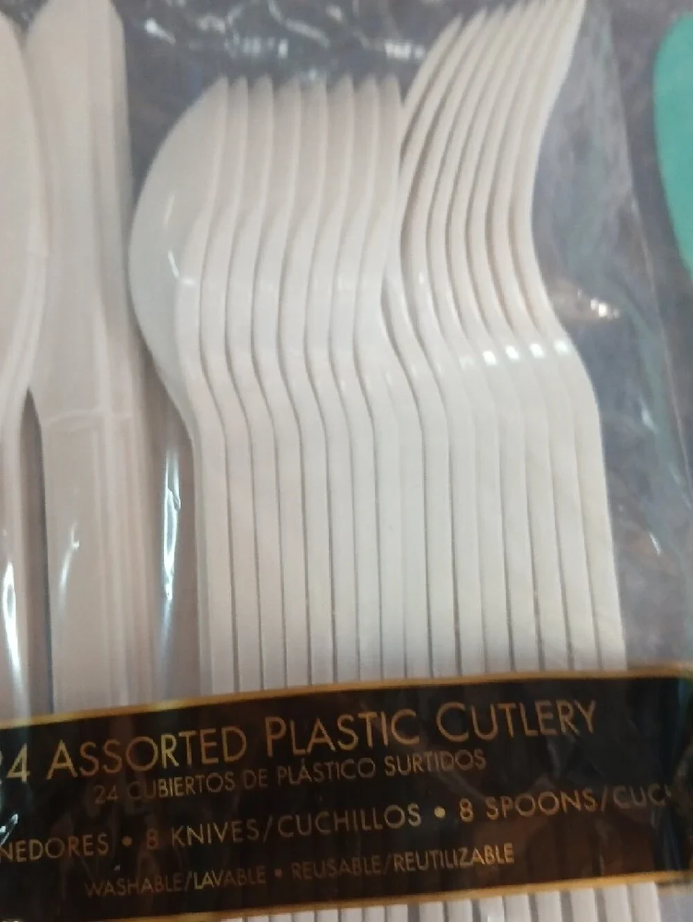 Assorted Plastic Flatware Set - Pink, White, Aqua